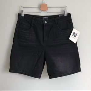 NWT Frank & Oak // The Stevie High Waisted Denim Bermuda Shorts in Black